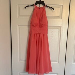 Elegant Coral Halter Dress